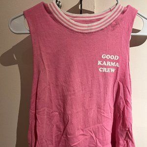 Spiritual Gangster Good Karma Crew tank top-Pink-Size Small